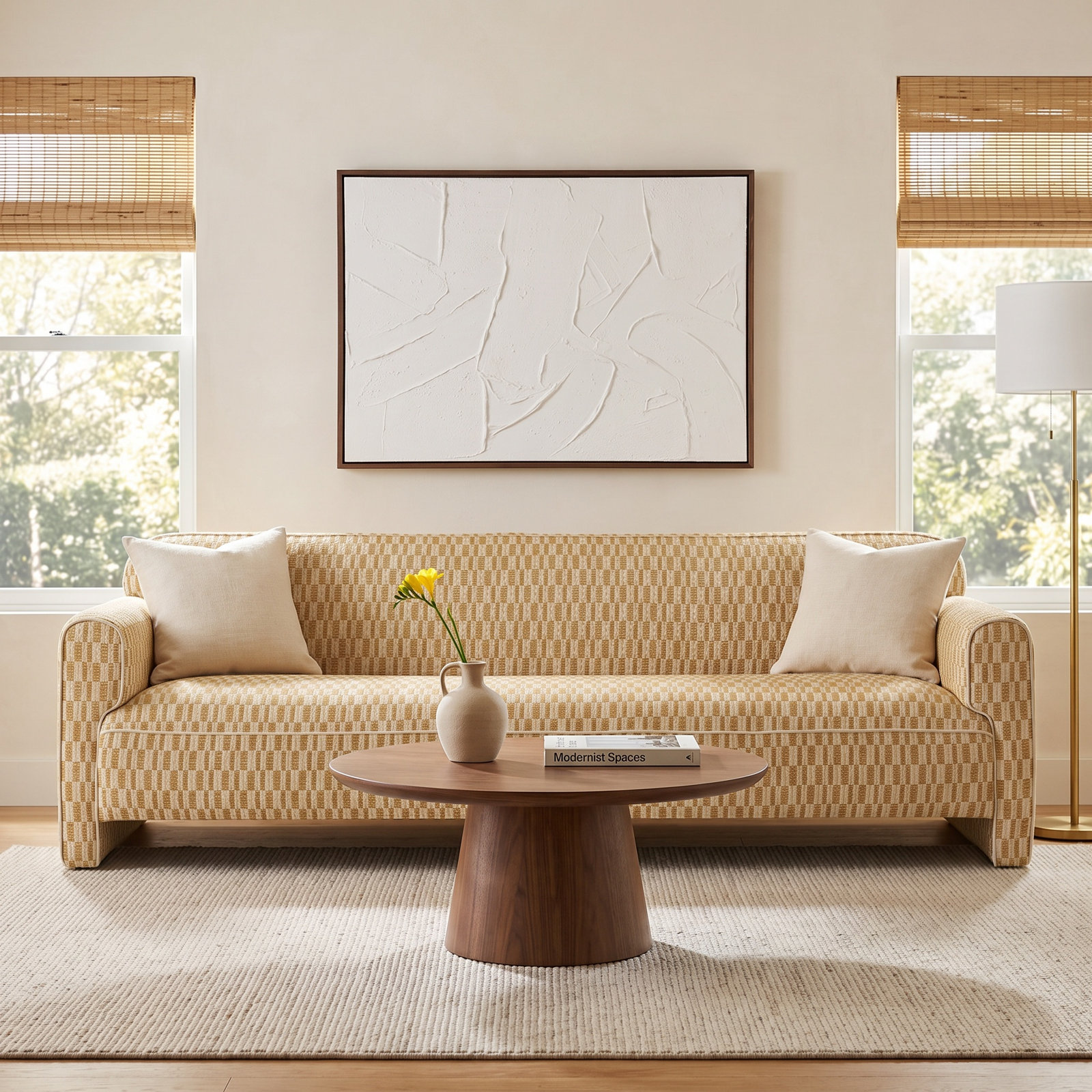 Bieke 90" Sofa, Geometric Shapes Green