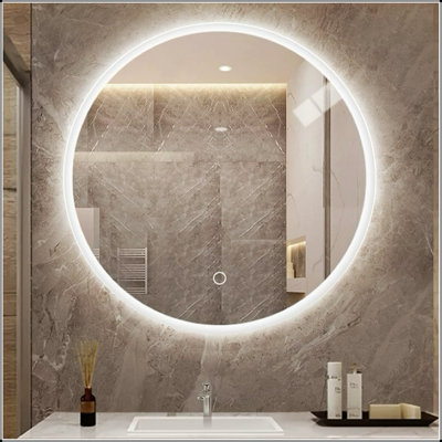 Round LED Bathroom Mirror With Light, Wall-Mounted Vanity Mirror, Anti-Fog, Adjustable Color Temperature And Dimming Function For Bedrooms And Bathrooms