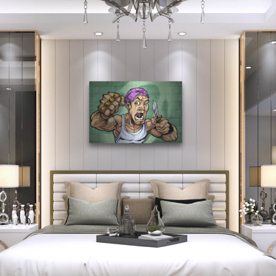 Red Barrel Studio® «Crook Personnage Thug» par Flyland Designs, art mural en métal