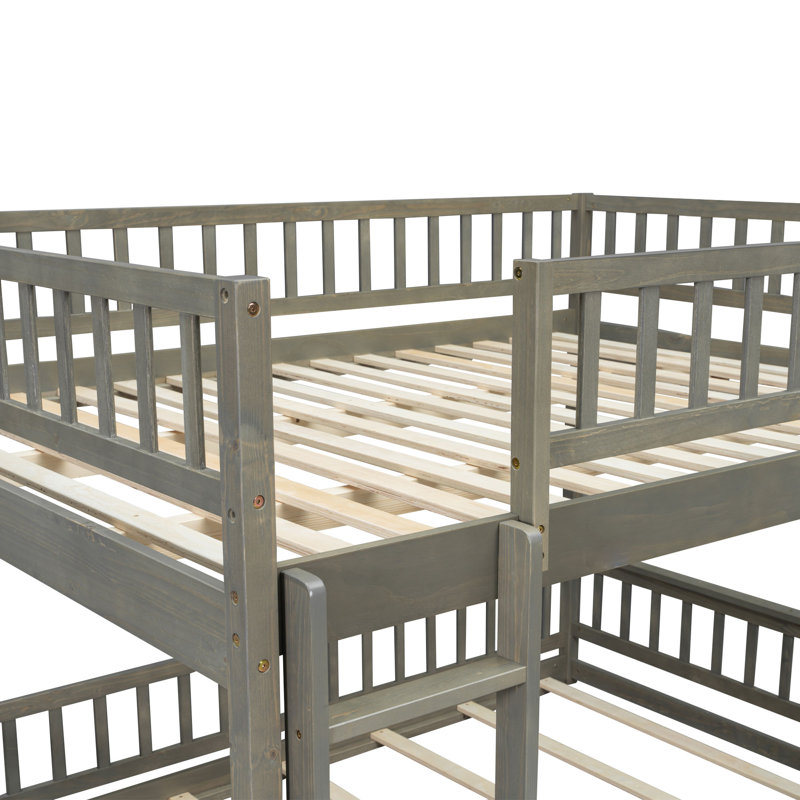 Jennifere Bunk Bed with Ladder and Guardrails, Gray