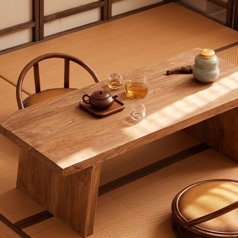 Minimalist Elm Coffee Table, 14.96" H x 47.24" L x 19.68" W