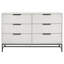 Grande commode Noro, 6 tiroirs de rangement, blanc moderne, pieds en métal noir