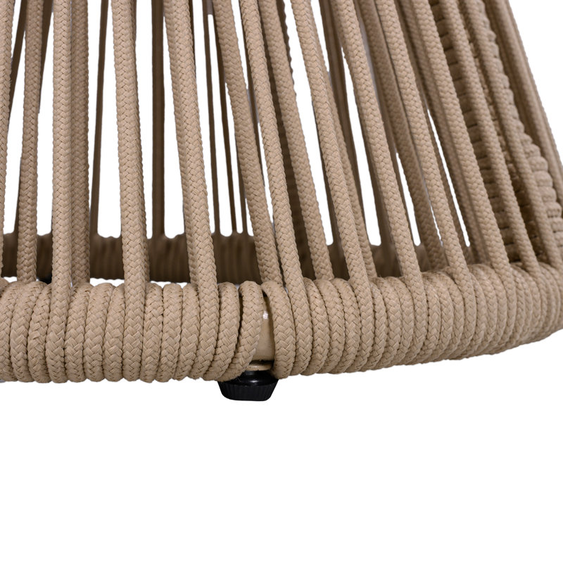 Nara Outdoor Side Table Acacia Wood & Woven Rope, 18.90"Hx16.14"D X 16.14"W, Light Teak Top/Beige Frame