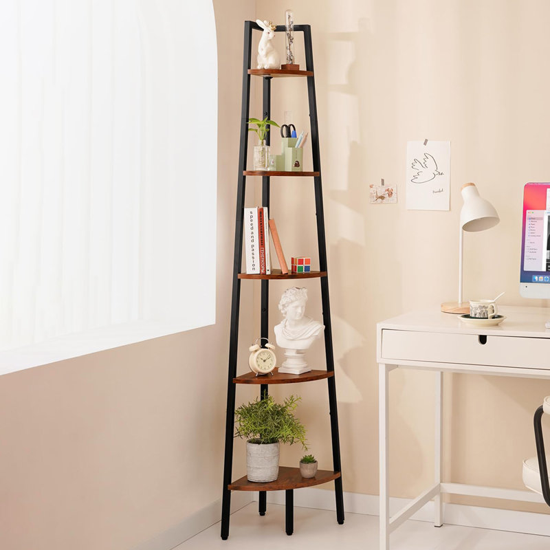 5-Tier Corner Bookshelf, Berry Brown
