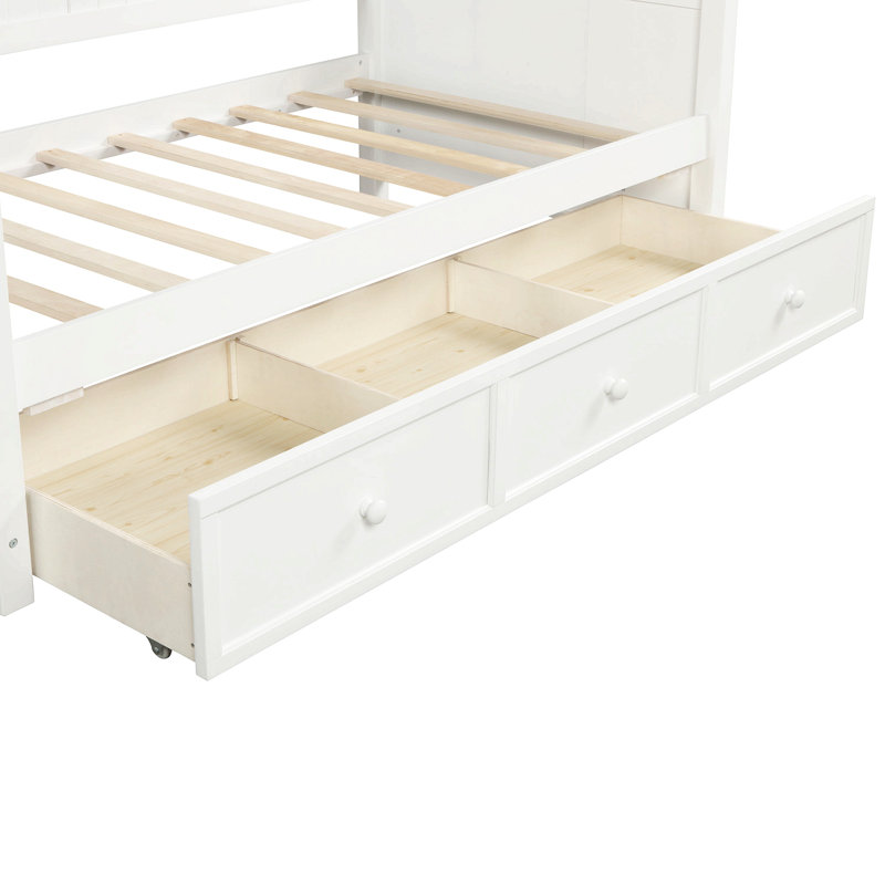 Wood Daybed With Three Drawers ,Twin Size Daybed,No Box Spring Needed, White