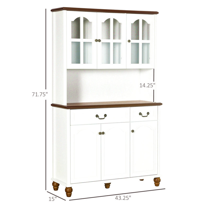 Buffet de cuisine avec 6 portes, 2 tiroirs et 3 tablettes réglables