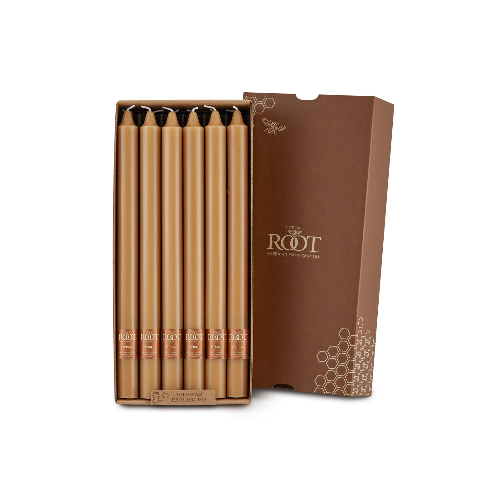 Root Candles Unscented Taper Candle, 12" H x 0.88" W x 0.88" D, Beeswax