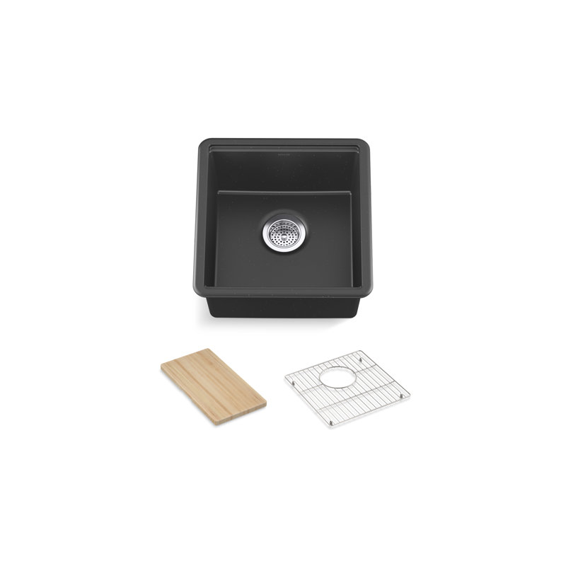 Billings Undermount Bar Sink With Accessories, Black