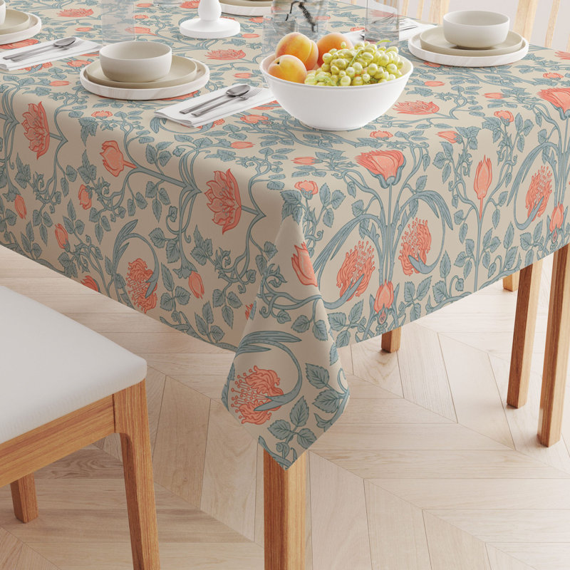 Rectangular Tablecloth, 100% Cotton, Floral 10, 104" x 52"