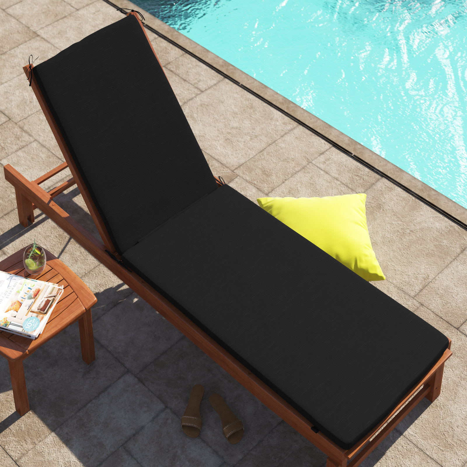 Chaise Lounge Chair Cushion 72 Tufted Padded Outdoor Patio Pillow Deck  Pool Tan