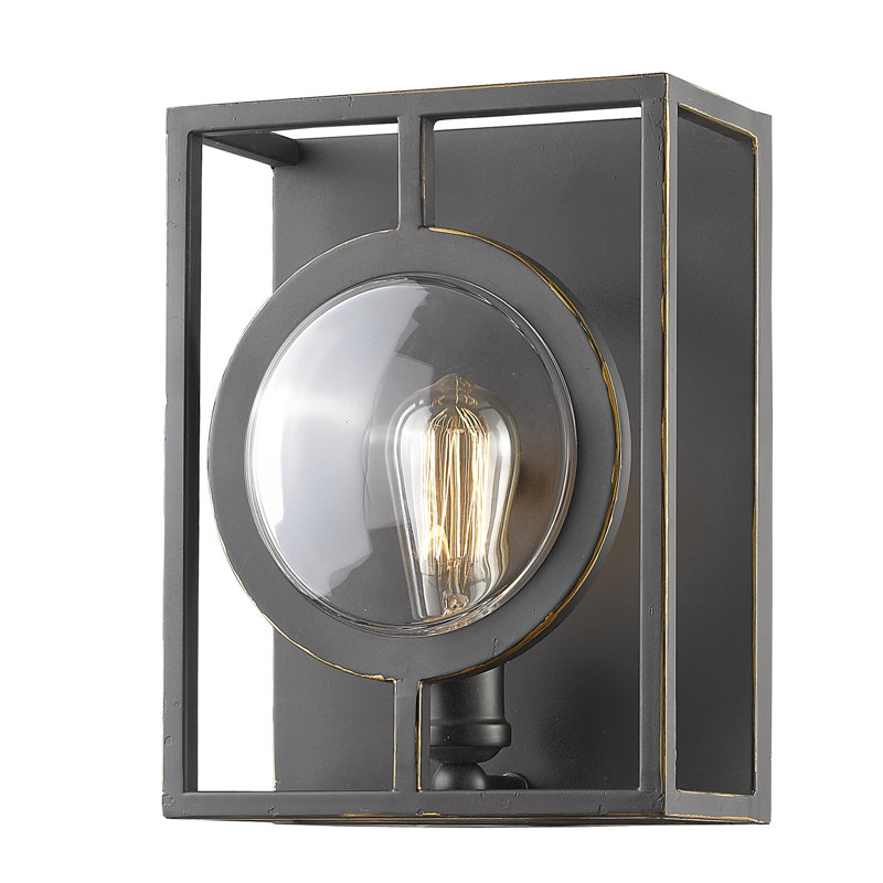 Silvey Steel Flush Mounted Sconce, 12" H x 6" W x 5.5" D, Olde Bronze
