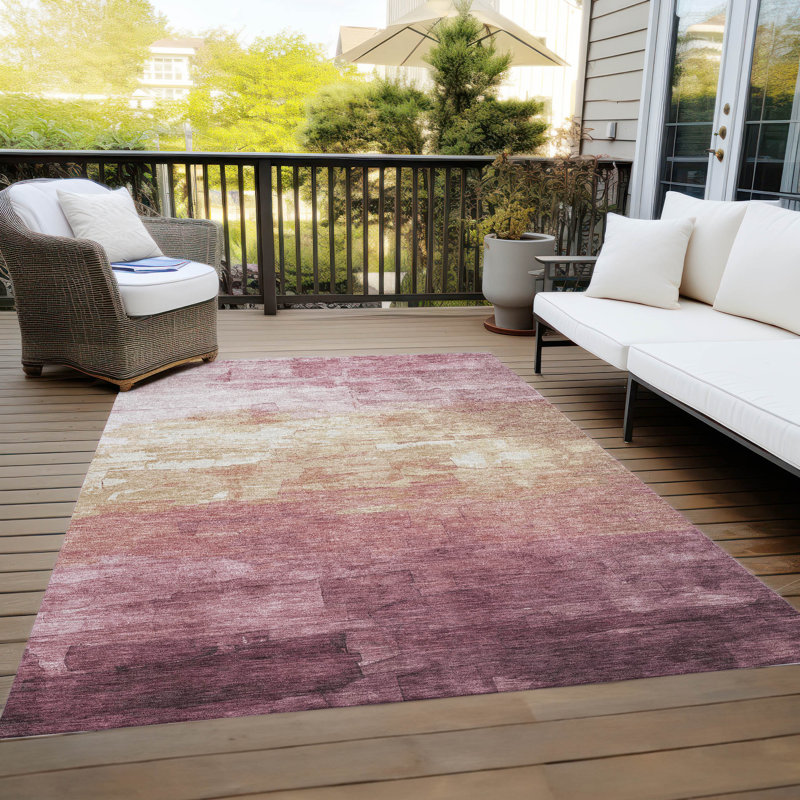 Tapis mauve intérieur / extérieur lavable à la machine Claudian ACN1470, Rectangle 5 pi x 7 pi 6 po