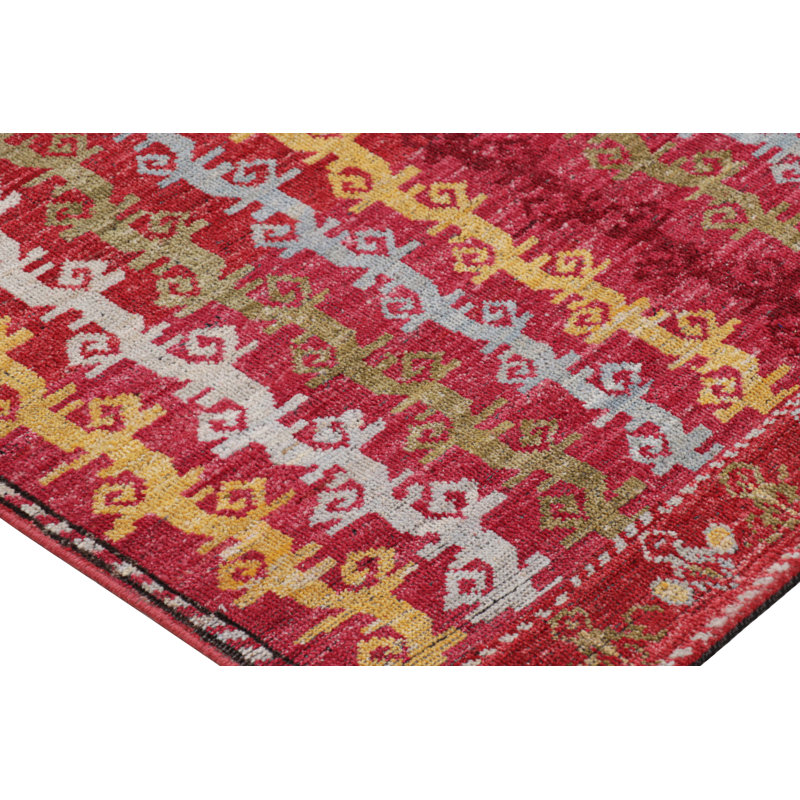 Rug & Kilim’S Tribal Style Rug In Red With Colorful Geometric Stripes