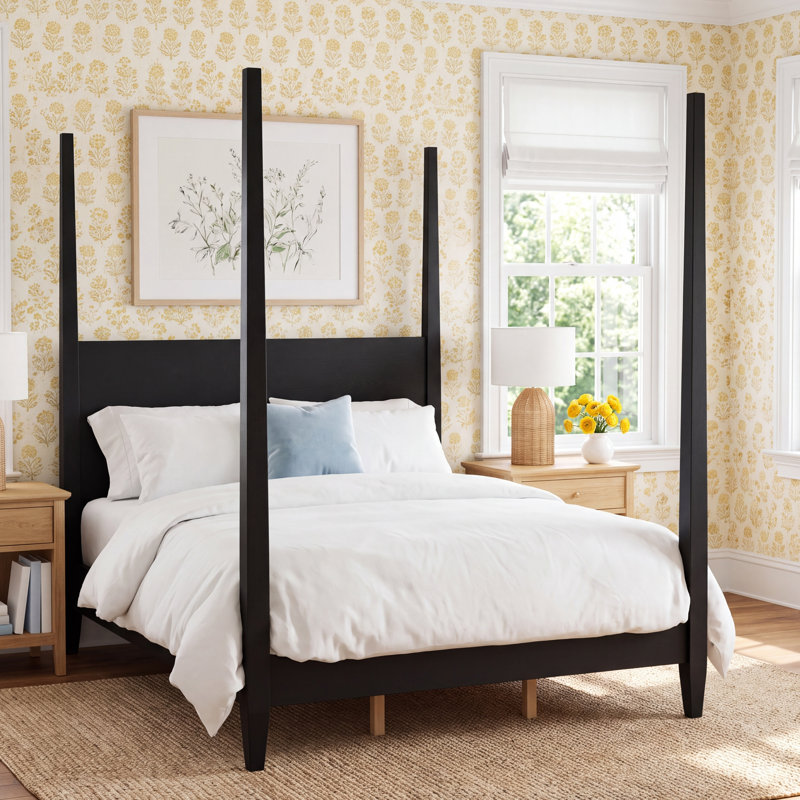 Mya Four Poster Bed, Queen, Black