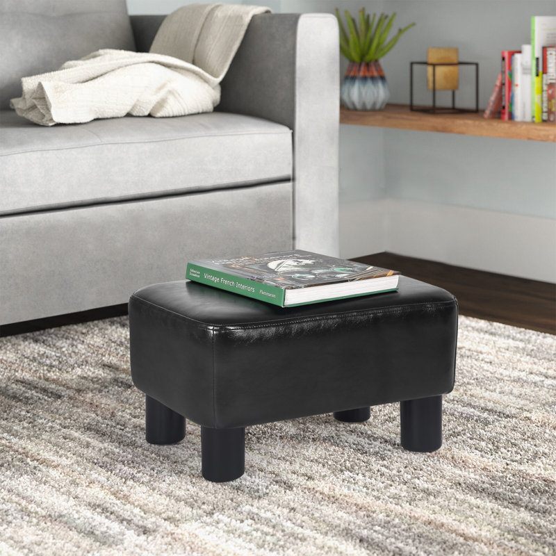 Repose-pieds rectangulaire moderne, Similicuir noir