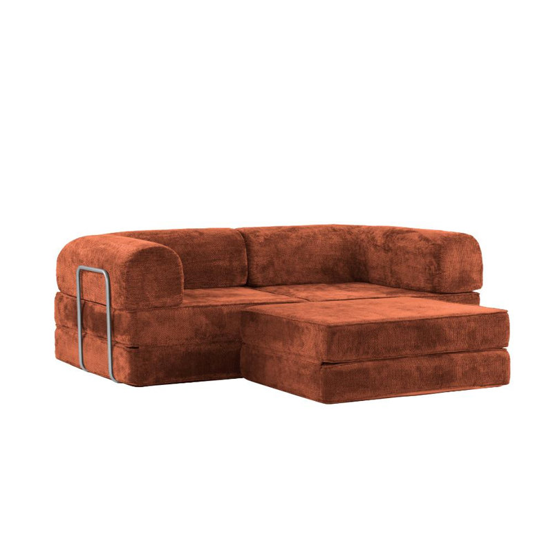Corduroy Compressed Daybed lounge Sofa with Ottoman