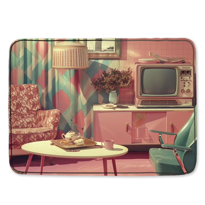 Tapis de salle de bain rétro intérieur Mid-Century, L 34 po x L 21 po