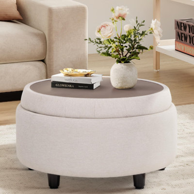 Repose-pieds rond en tissu avec couvercle réversible