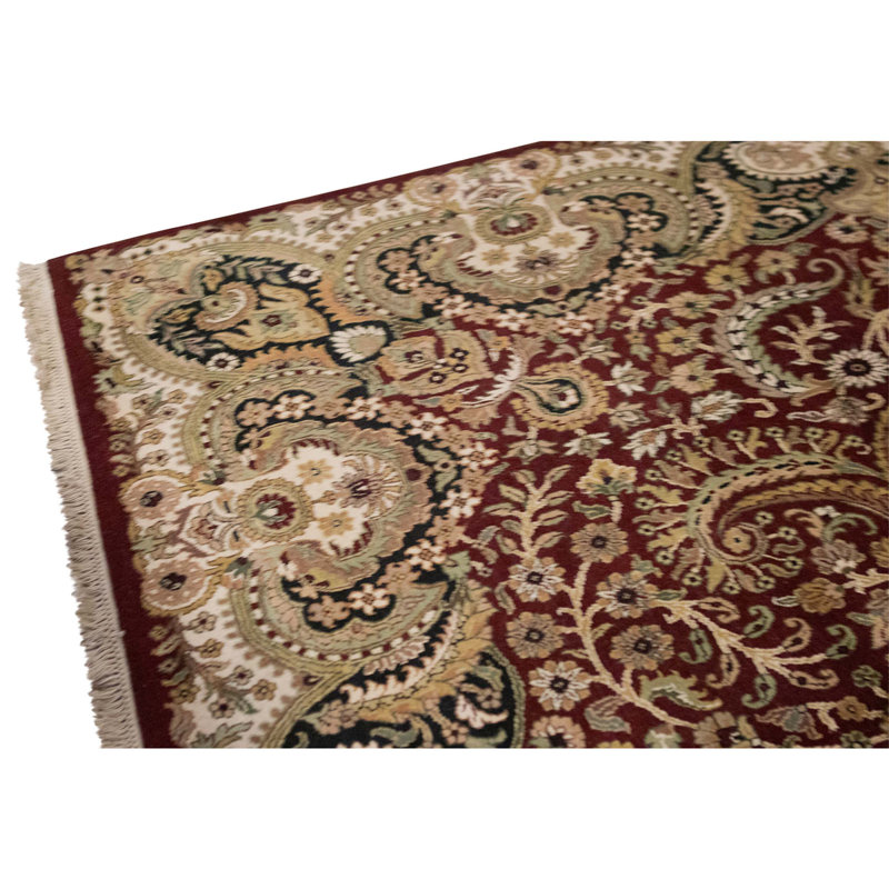 High-Quality Hand-Knotted Red And Cream Area Rug