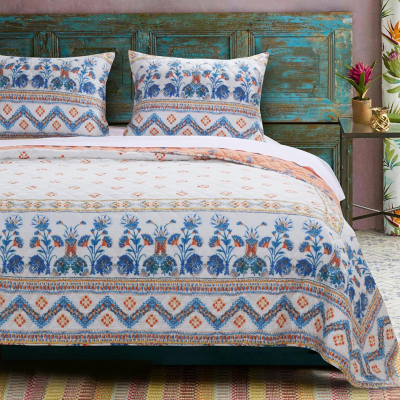 Greenland Home Fashions Aleena Ivory 3-Piece King/Cal King Quilt Set, 105x95 Inch, King