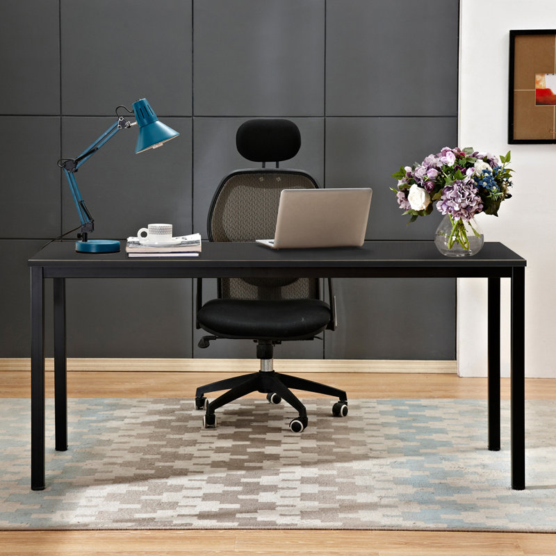 Rockett Metal Base Writing Desk, 29.5" H x 63" W x 23.6" D, Black/Black