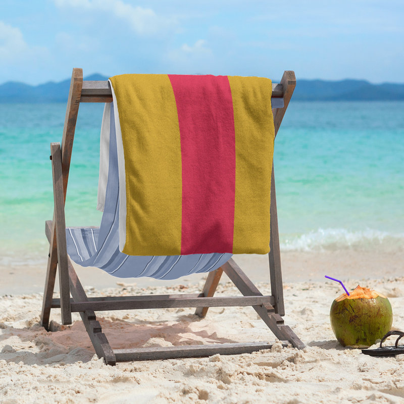 Lightweight Beach Towel, Poly/Cotton, Gold/Red/Gold