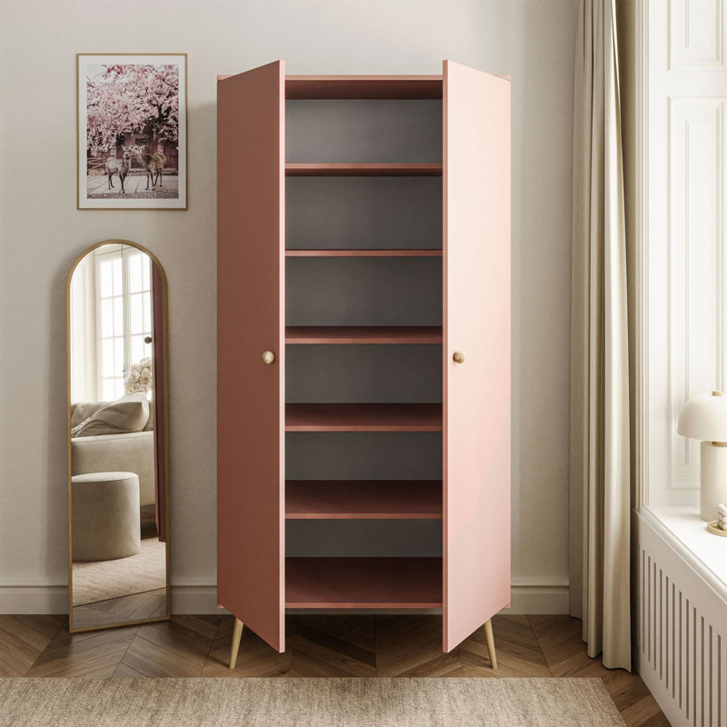 Thanos Hinged Door Wardrobe, Pink