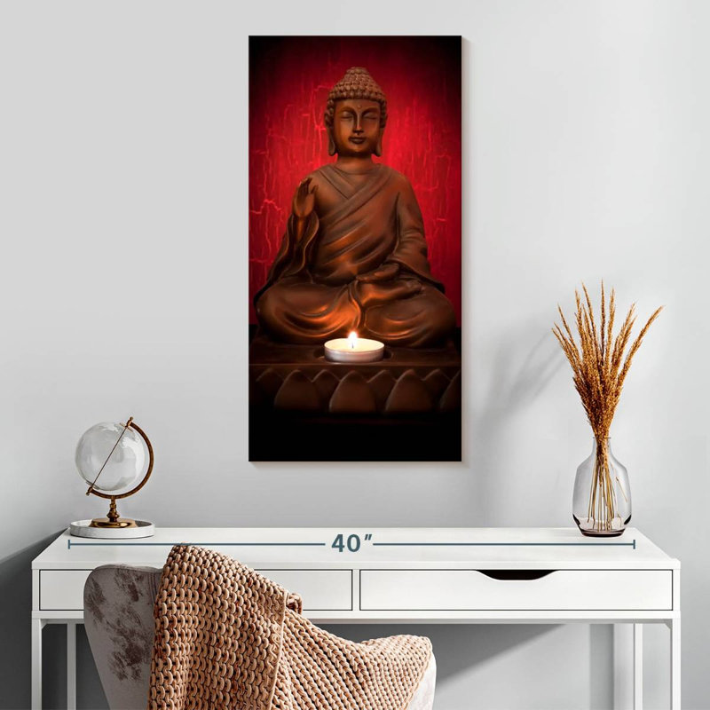 Candle And Buddha, 30" H x 15" W