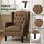 Fauteuil d'appoint à oreilles capitonné avec accoudoirs roulés et coussin épais rembourré brun Duward-1131008178
