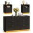 3 Pcs Bedroom Set With Motion Sensor Lights, Night Stand Set Of 2 & 6 Drawer Dresser