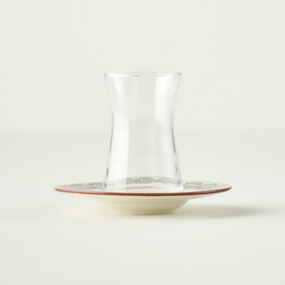 Indian Tea Glass Set With Saucers (6-Piece)
