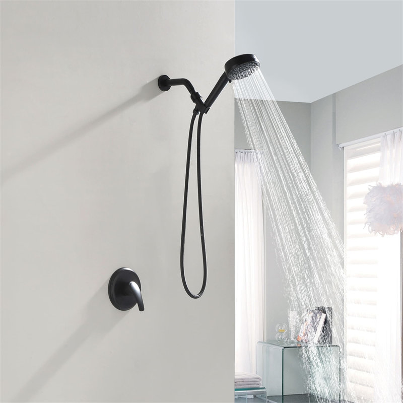 Wall Mounted Shower System With Rough-In Valve 7-Spray Single Handle Shower Faucet Set Modern Brass Shower Trim Kit