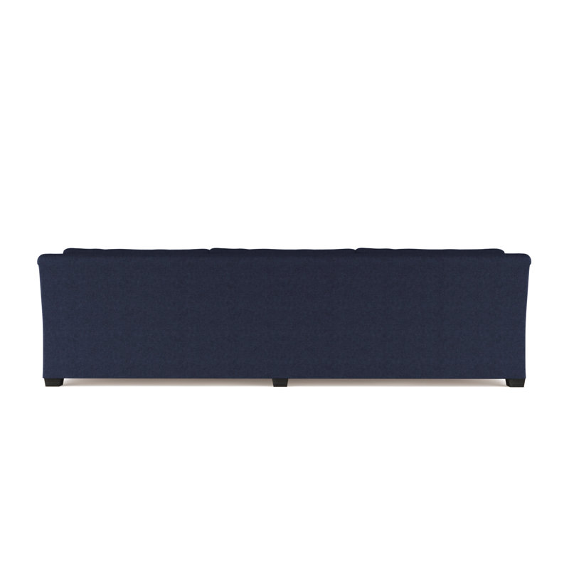 Canapé Thompson, H 32 po x l 96 po x P 41 po, Velours moelleux imprimé bleu, Naturel