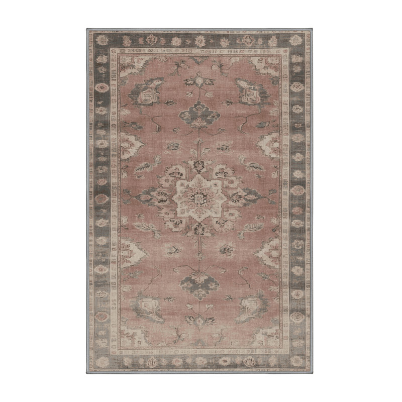 Machine Washable Overdyed Gray Area Rug, Rectangle 4' x 6'