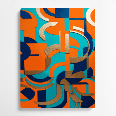 Abstrait, formes 49, art mural en métal brun