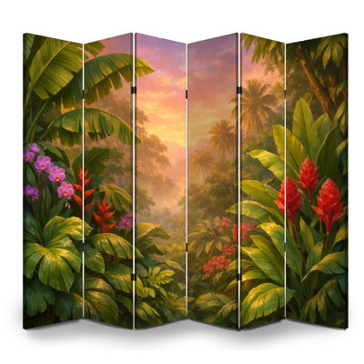 Cloison pliante 6 panneaux paravent Royal Rainforest Jungle Botanical Vibrant Green
