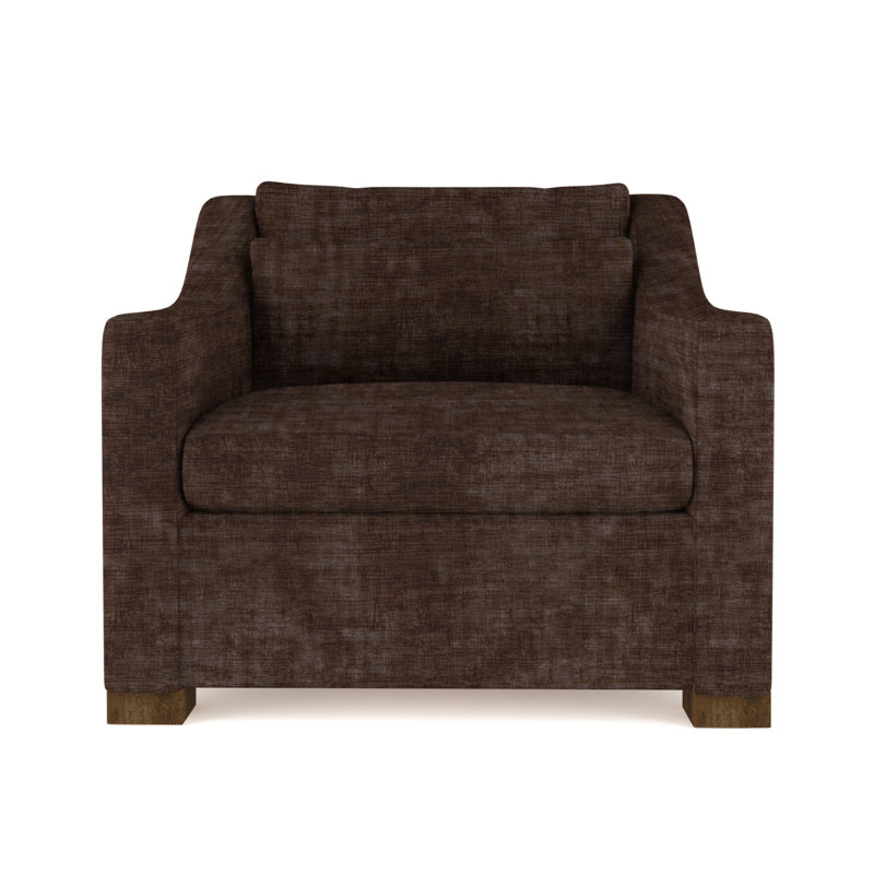 Crosby Armchair, 32.5" H x 35" W x 38" D, Plush Velvet Blue Print, Ebony
