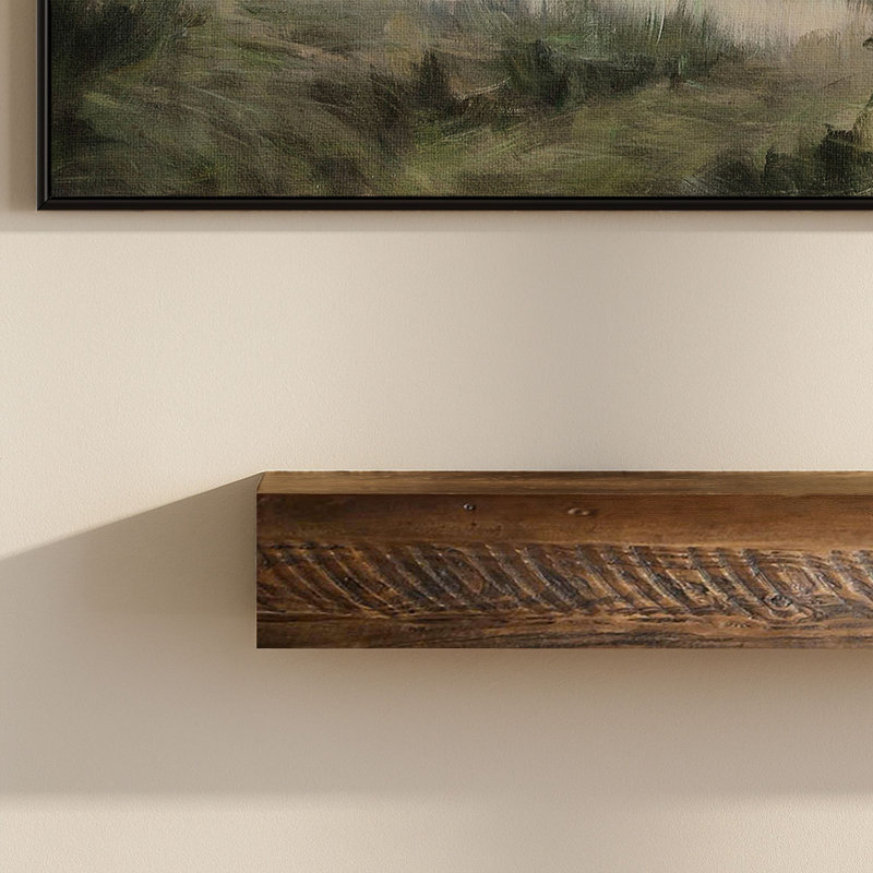 Camden Rustic Fireplace Shelf Mantel, 48", Dark Brown Wood