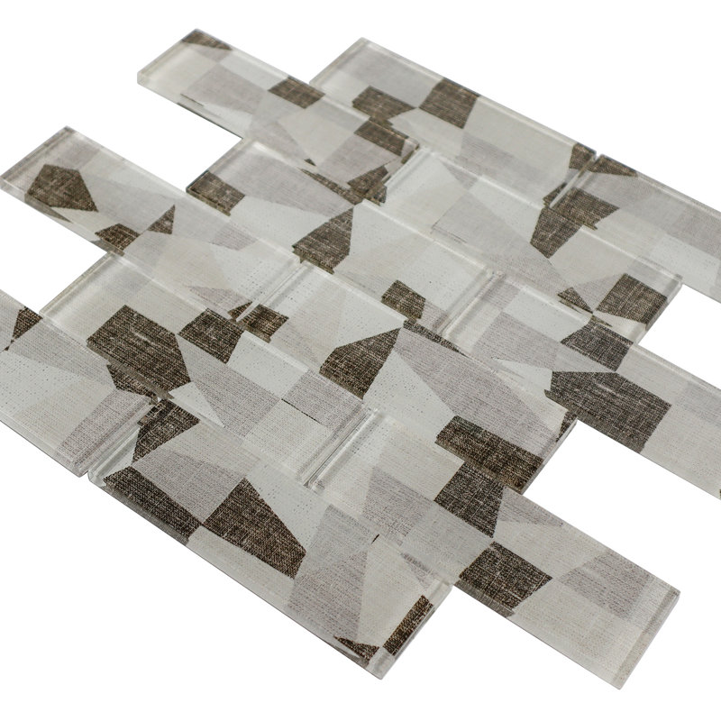 Ingrassellino Glass Brick Joint Mosaic Wall Tile, Brown