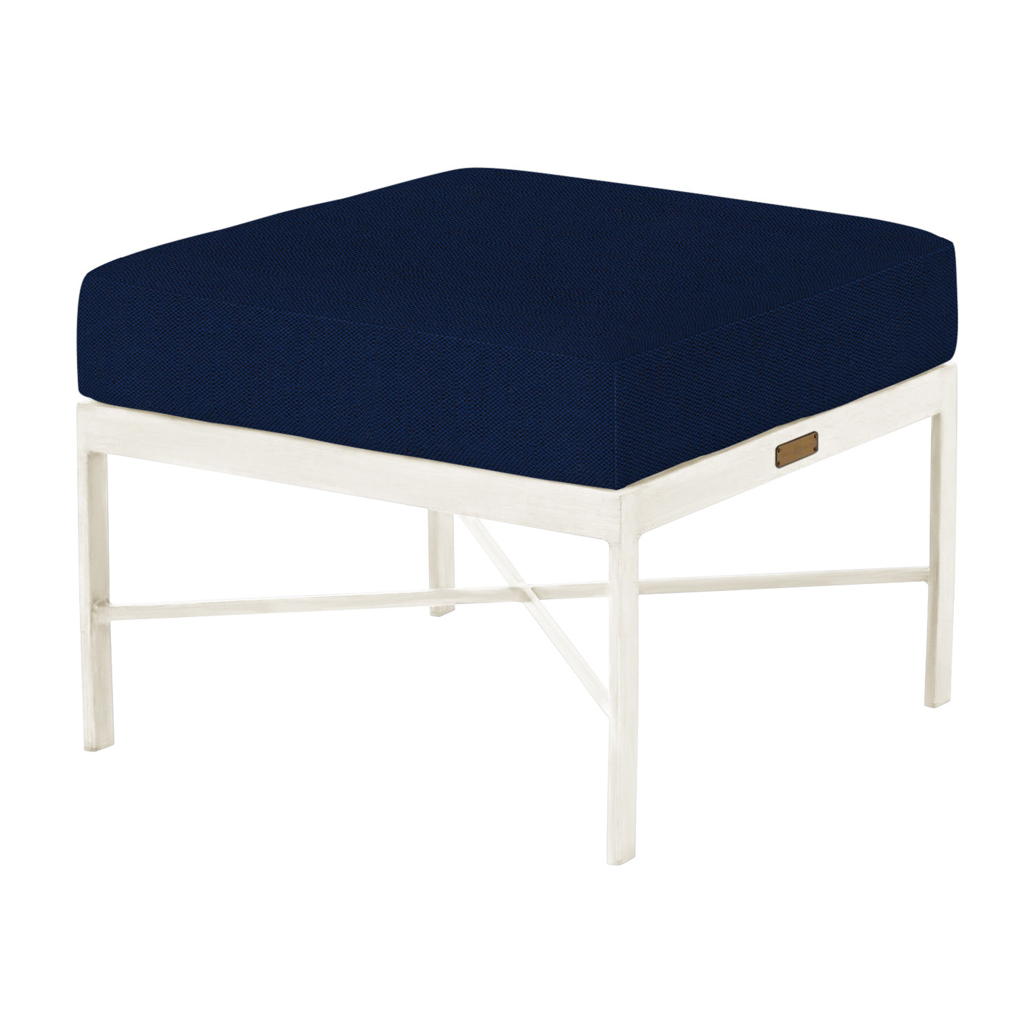 Monaco Patio Footstool, No Welt, Chalk, Indigo Velvet