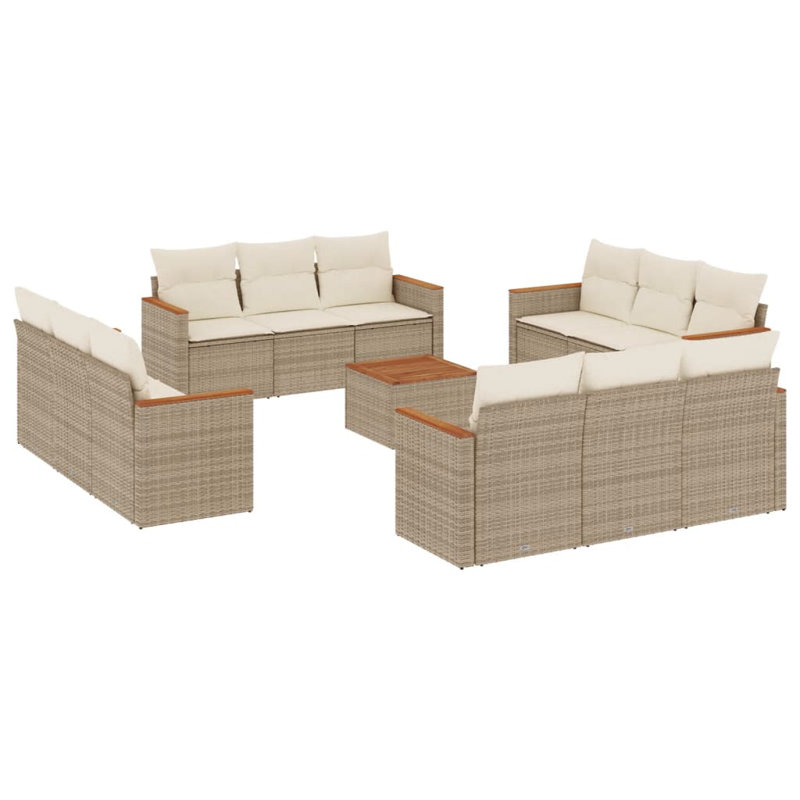  Ensemble de canapé de jardin beige, crème, Blanc, crème, Beige