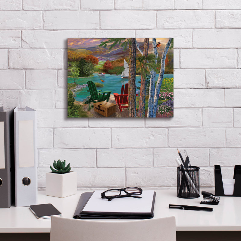 «Lakeside View From The Chairs» par Bigelow, illustrations sur toile, H 12 po x l 16 po x P 0,75 po