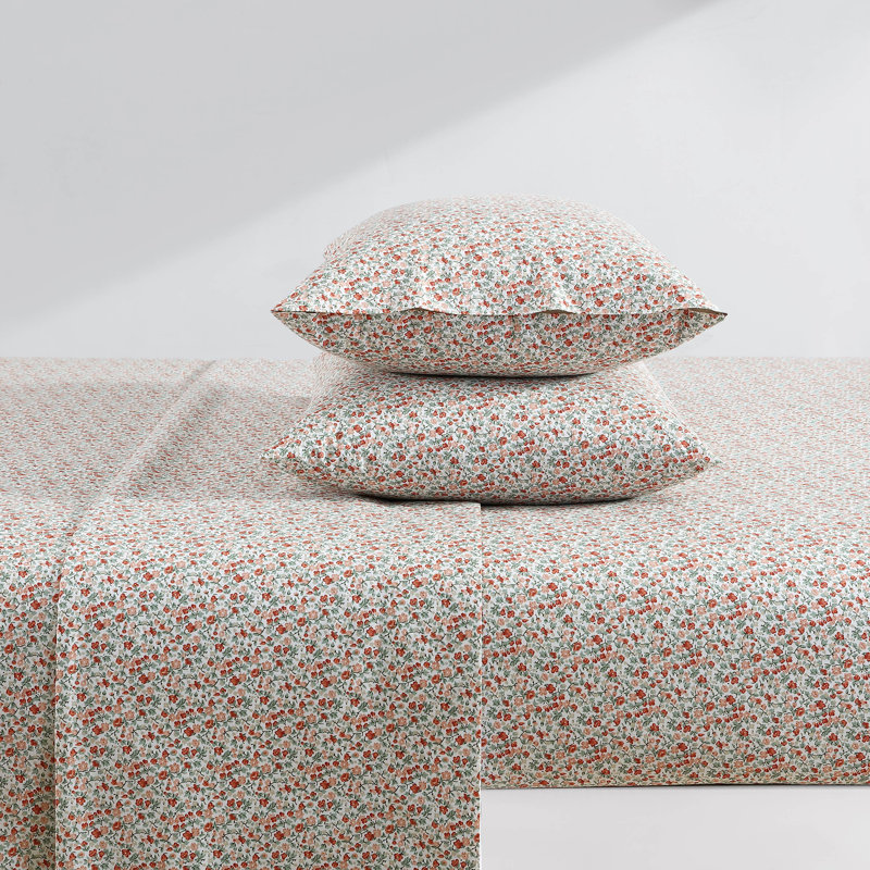 Ensemble de draps en percale de coton Percale Novelty Laura Ashley, Ensemble de draps pour très grand lit avec 2 taie
