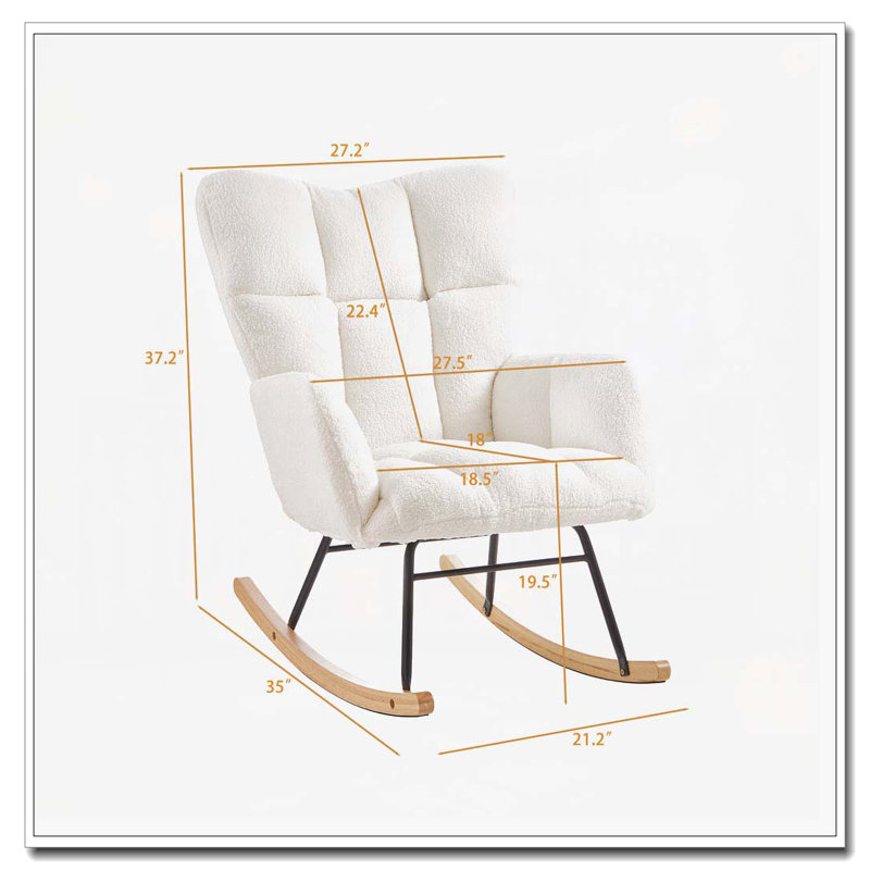 Chaise berçante en tissu Teddy, Ivoire blanc
