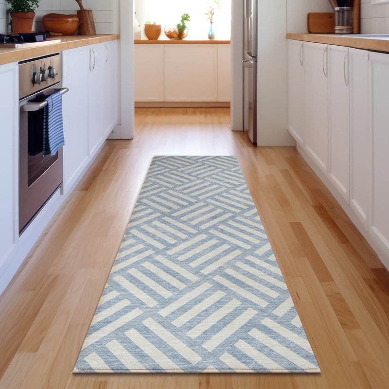 Tapis de qualité supérieure lavable à la machine Cerrito Sky, Tapis de couloir 2 pi 3 po x 7 pi 6 po