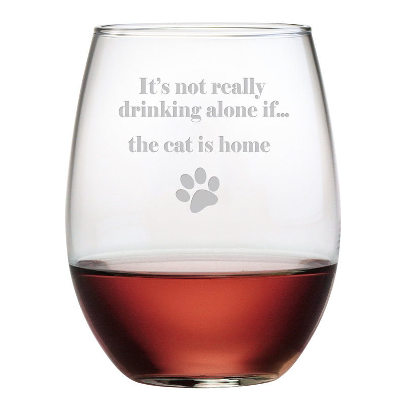 The Cat is Home 19 oz. Verre à vin sans pied en cristal
