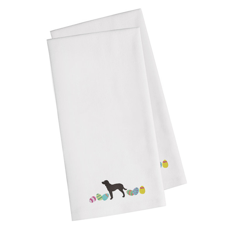 Cotton Embroidered Tea Towel Kitchen Towel, White, 28" H x 19" W x 0.1" D