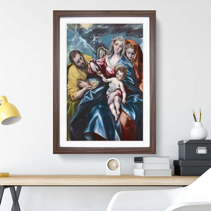 The Holy Family by El Greco - Picture Frame Painting on MDF, 36cm H x 27cm W x 2cm D, Walnut