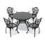 Ensemble de salle à manger d'extérieur rond 5 pièces de 122 cm (48,03 po) avec trou pour parasol, 4 chaises empilables avec coussins rouges-880234931-967057240