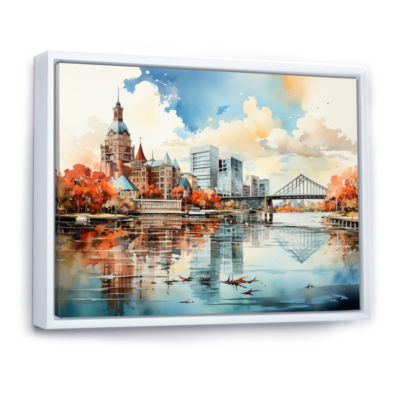 " Jacksonville Bay Florida IV ", White Floater Framed, 24" H x 32" W x 1" D